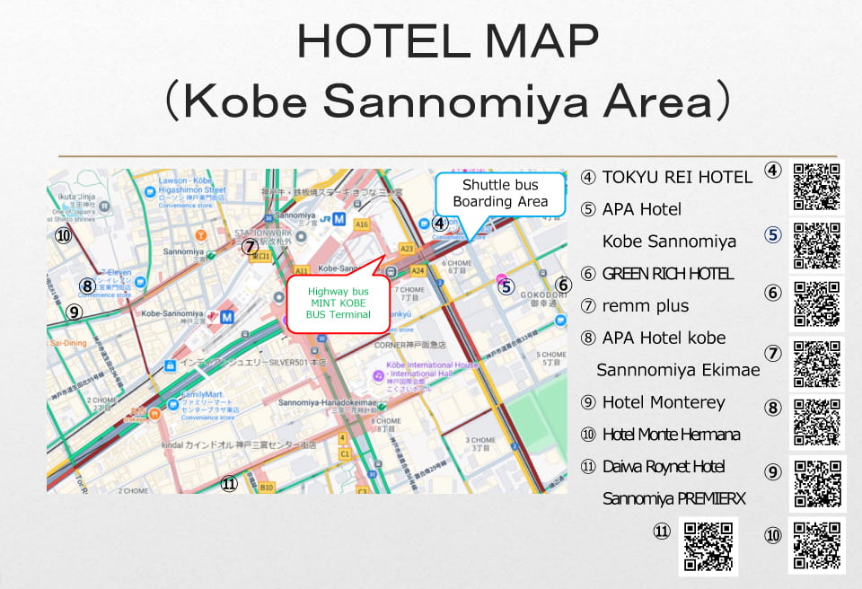 HOTEL MAP (Kobe Sannomiya Area)